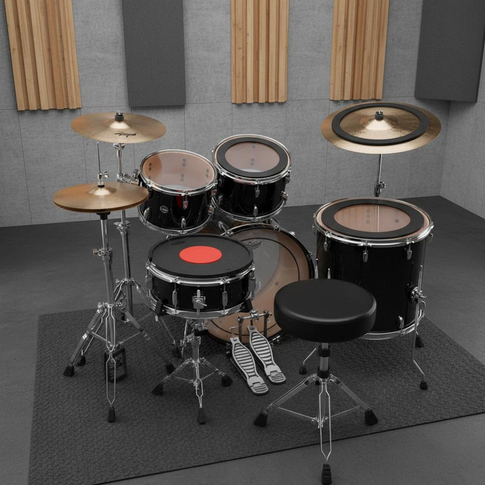 Drum Practice Pad - Conjunto de Abafadores de Borracha para