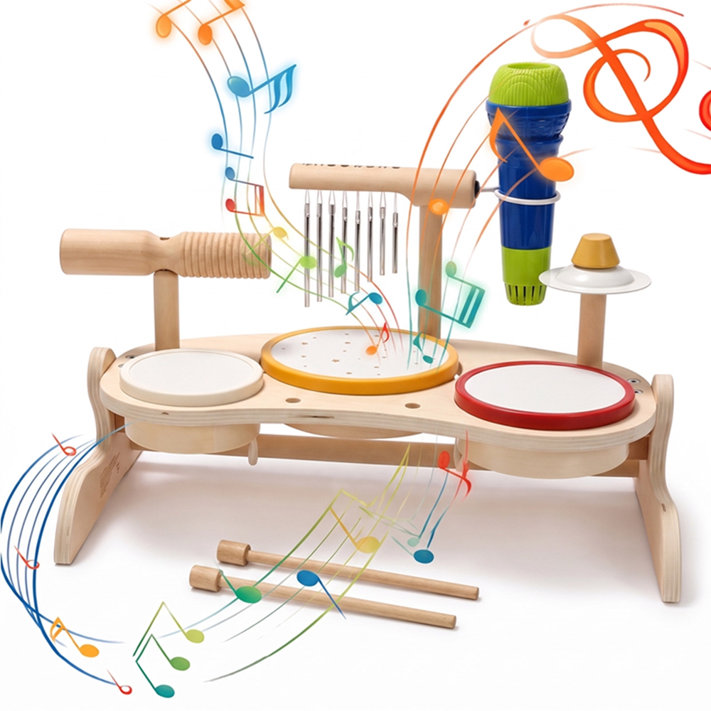 Electronic Drum Kit For Kids - Conjunto de Tambores de Madeira para