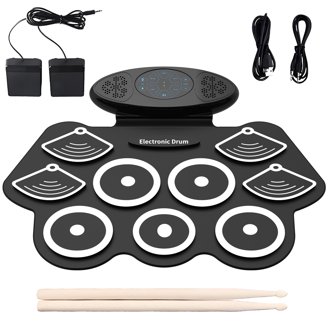 Electronic Drum Set Roll Up - Bateria eletrónica portátil, com 9 pads,