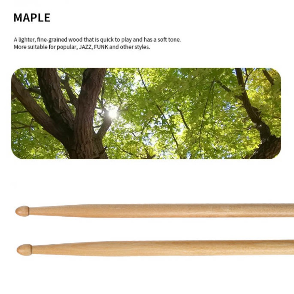 Drumsticks 5A Maple - Baquetas clássicas 5a/7a, 1 par de