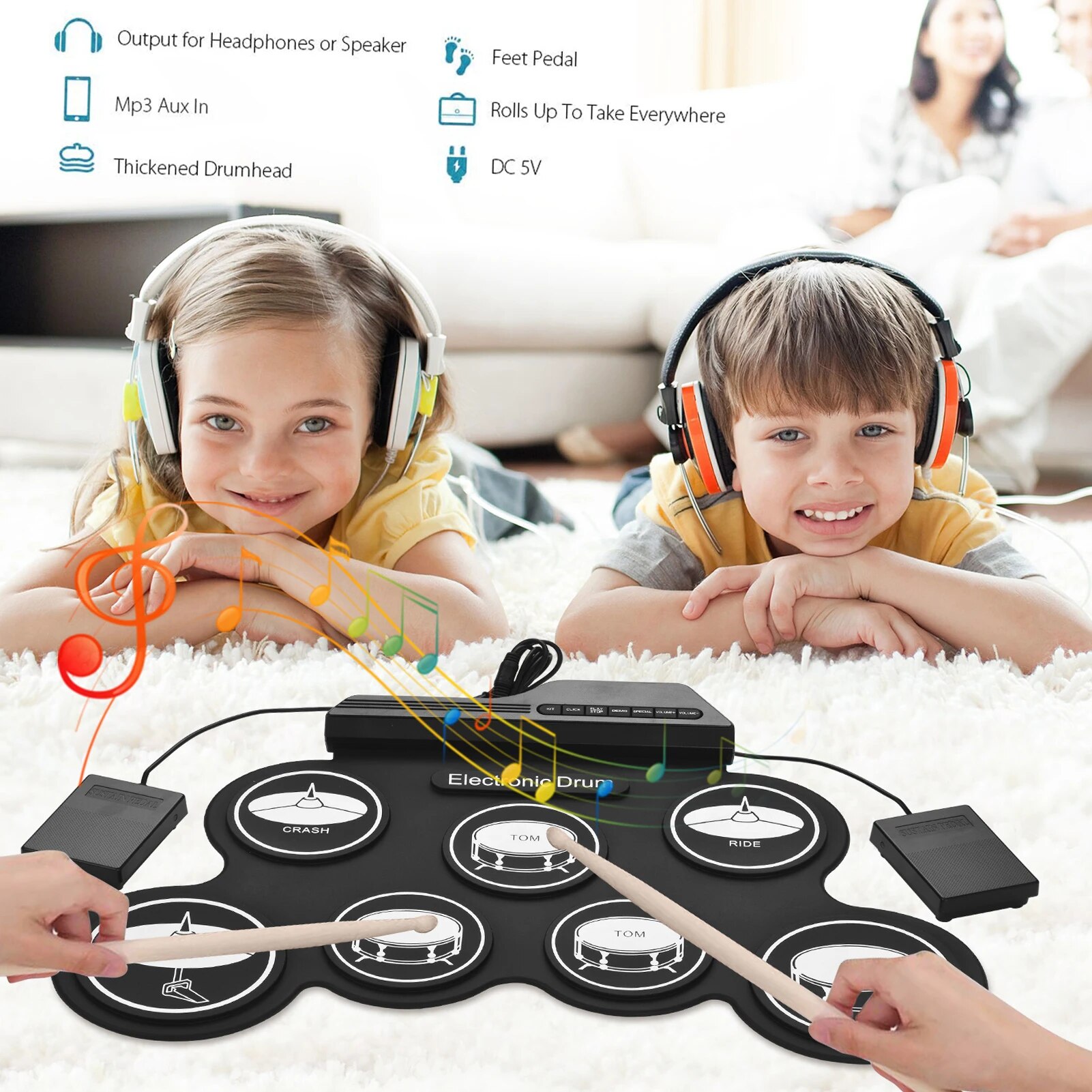 Conjunto de bateria eletrônica - Electronic Drum Kit For Kids avaliação e preço