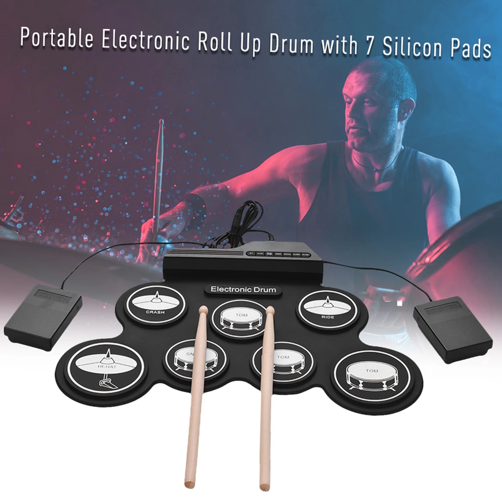 Conjunto de bateria eletrônica - Electronic Drum Kit For Kids avaliação e preço