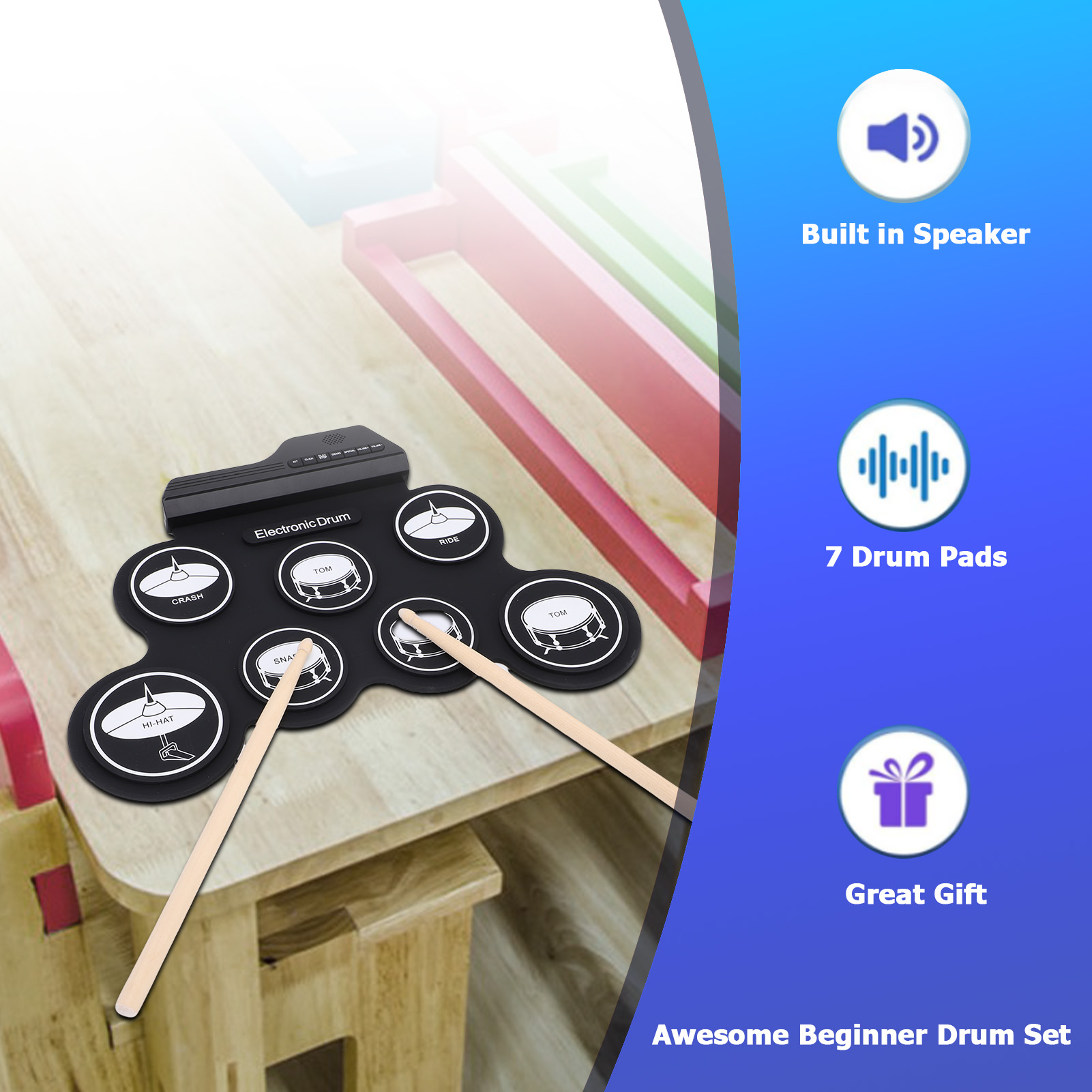 Tambor eletrônico portátil enr - Electronic Drum Set Roll Up avaliação e preço